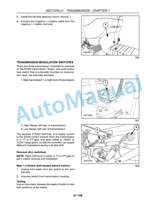 New Holland T2410, T2420 Tractor Repair Manual 87693285-4