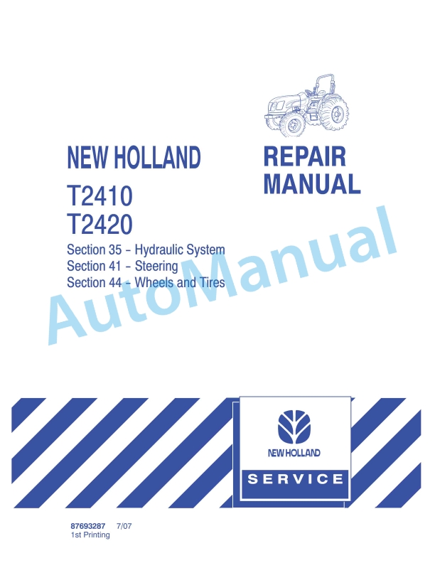 New Holland T2410, T2420 Tractor Repair Manual 87693287