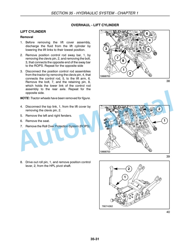 New Holland T2410, T2420 Tractor Repair Manual 87693287-2