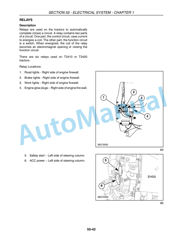 New Holland T2410, T2420 Tractor Repair Manual 87693288-2
