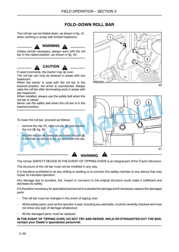 New Holland T3010, T3020, T3030, T3040 Tractor Operation and Maintenance Manual 87290735-4
