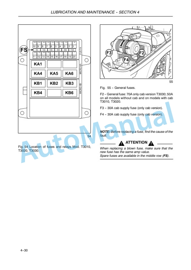 New Holland T3010, T3020, T3030, T3040 Tractor Operation and Maintenance Manual 87291123-5