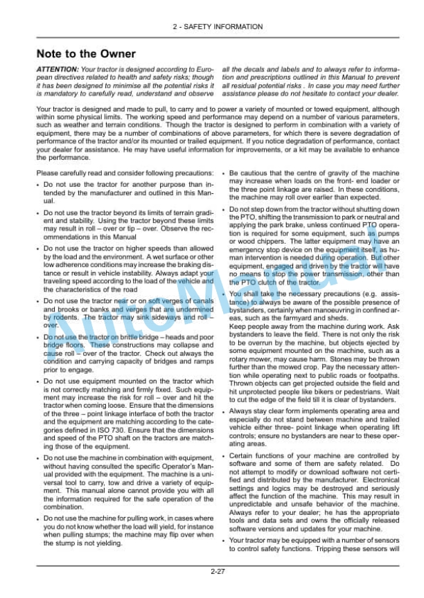 Alternative view of New Holland T3.60F, T3.70F, T3.80F Tractor Operation and Maintenance Manual 51560220