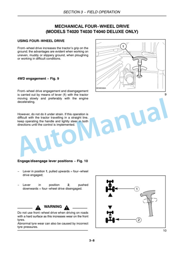 New Holland T4020, T4030, T4040, T4050 Deluxe - Supersteer Tractor Operation and Maintenance Manual 47374399-3