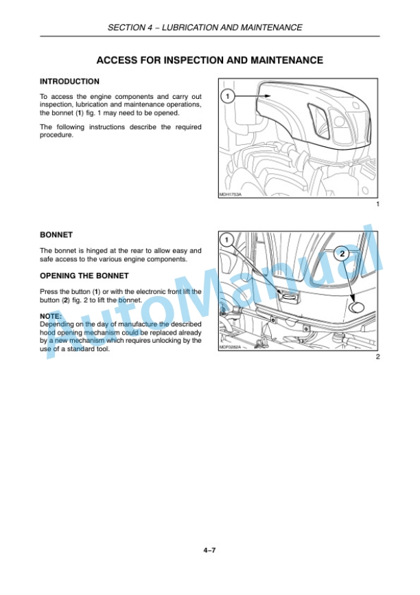 New Holland T4020, T4030, T4040, T4050 Deluxe - Supersteer Tractor Operation and Maintenance Manual 47374399-4