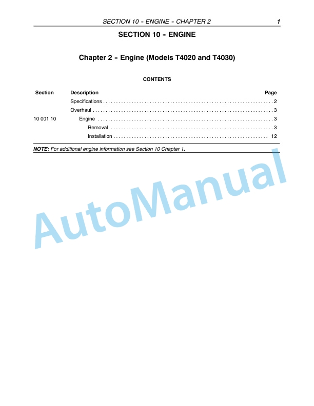 Alternative view of New Holland T4020, T4030, T4040, T4050 Standard Tractor Repair Manual 87758556