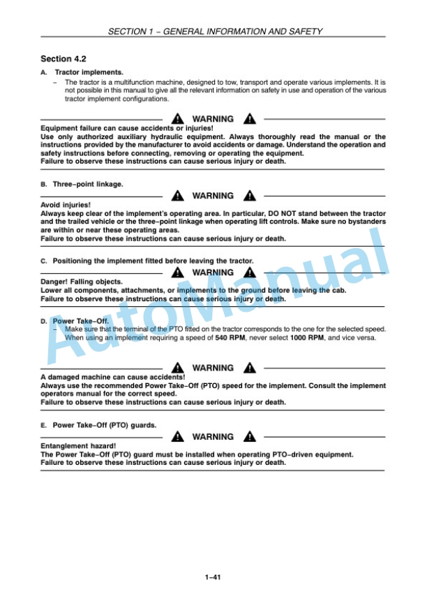 Alternative view of New Holland T4020, T4030, T4040, T4050 Tractor Operation and Maintenance Manual 47394627