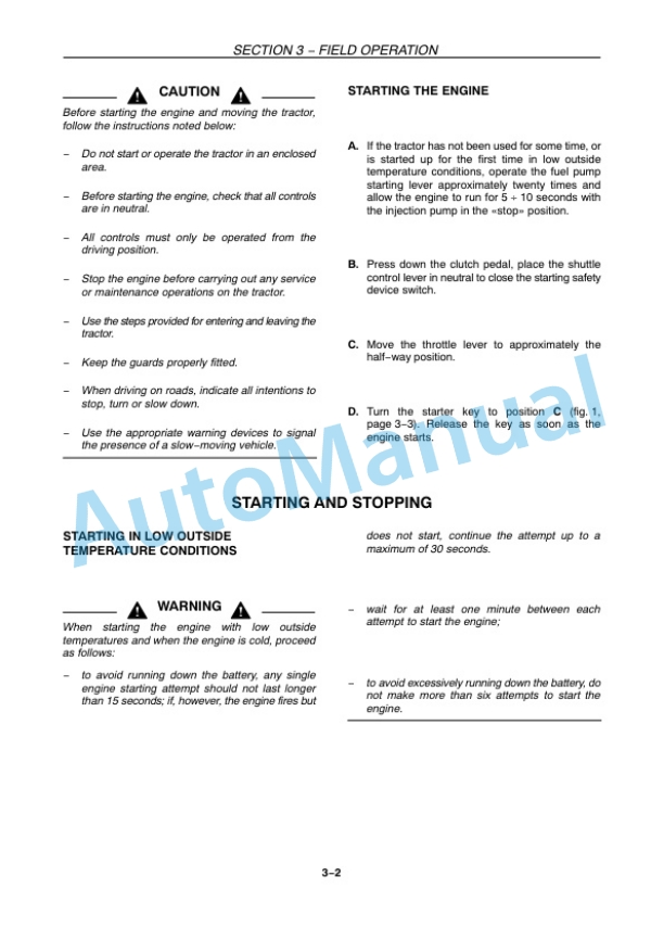 New Holland T4020, T4030, T4040, T4050 Tractor Operation and Maintenance Manual 84576044-3