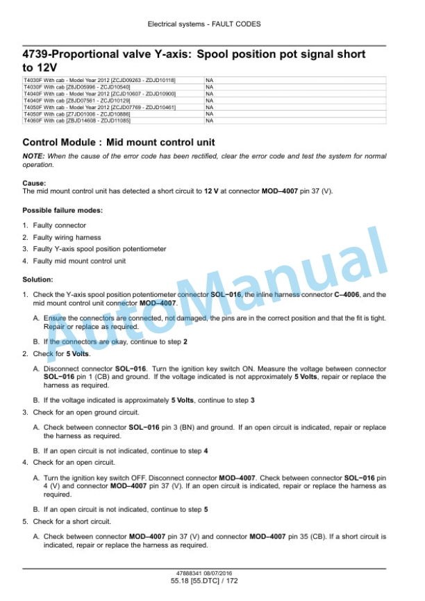 New Holland T4030F, T4040F, T4050F, T4060F Tier 3 Tractor Service Manual 48038063-3