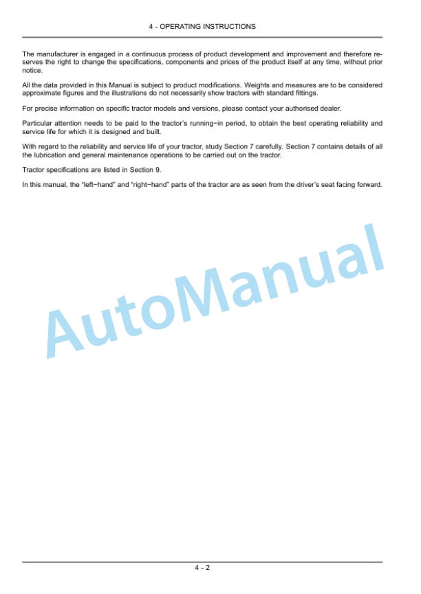 New Holland T4030F, T4040F, T4050F, T4060F Tractor Operation and Maintenance Manual 47374872-3