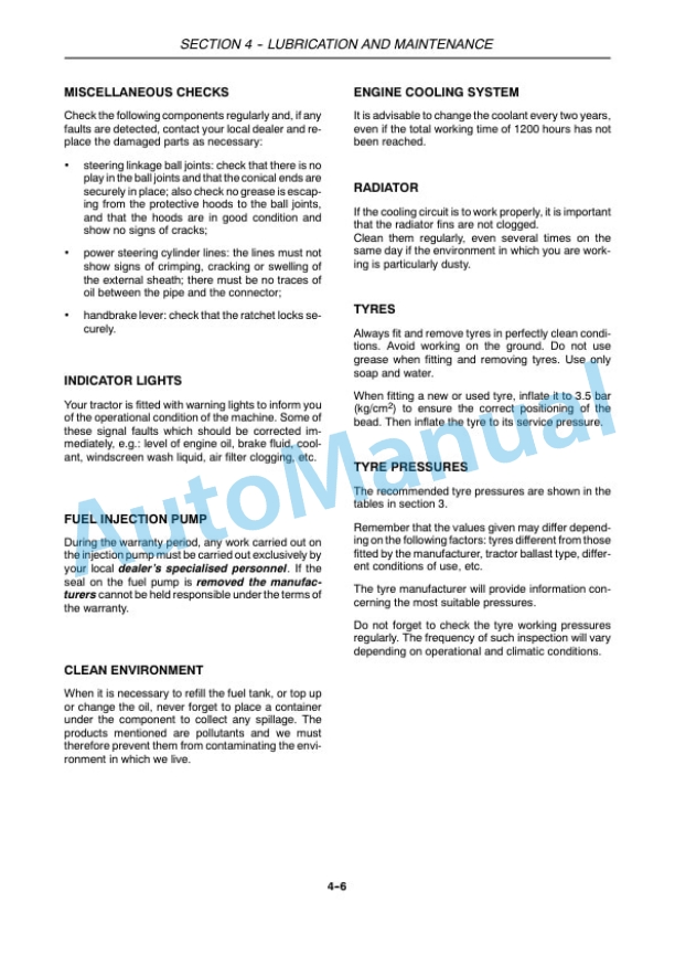 New Holland T4030N, T4040N, T4050N Tractor Operation and Maintenance Manual 47374787-4