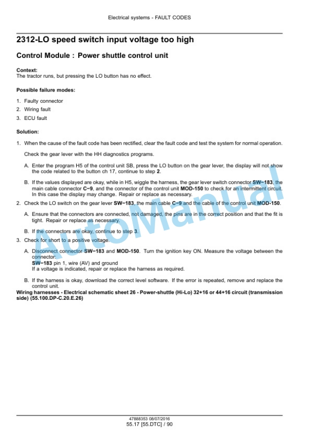 Alternative view of New Holland T4030V, T4040V, T4050V, T4060V Tier 3 Tractor Service Manual 48048531