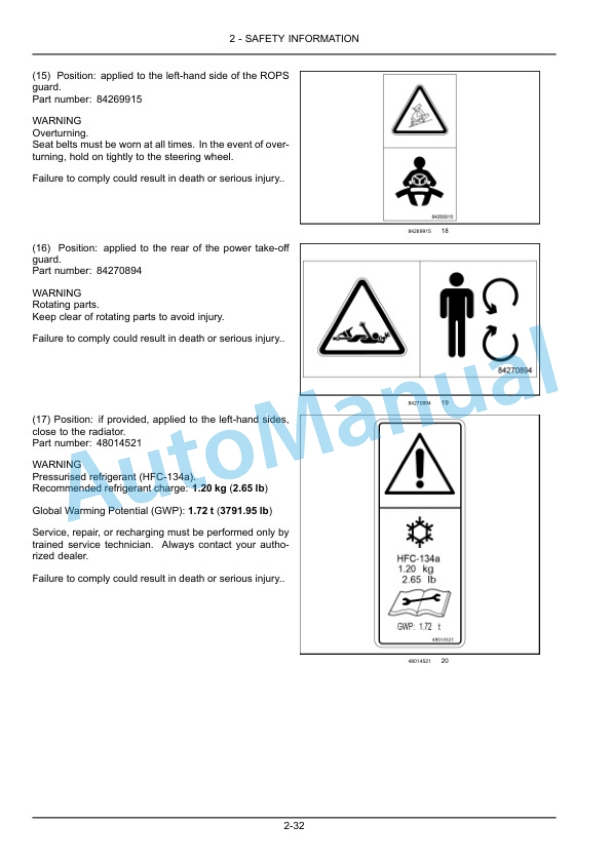 New Holland T4.65V, T4.75V, T4.85V, T4.95V, T4.105V Tractor Operation and Maintenance Manual 48077130-2