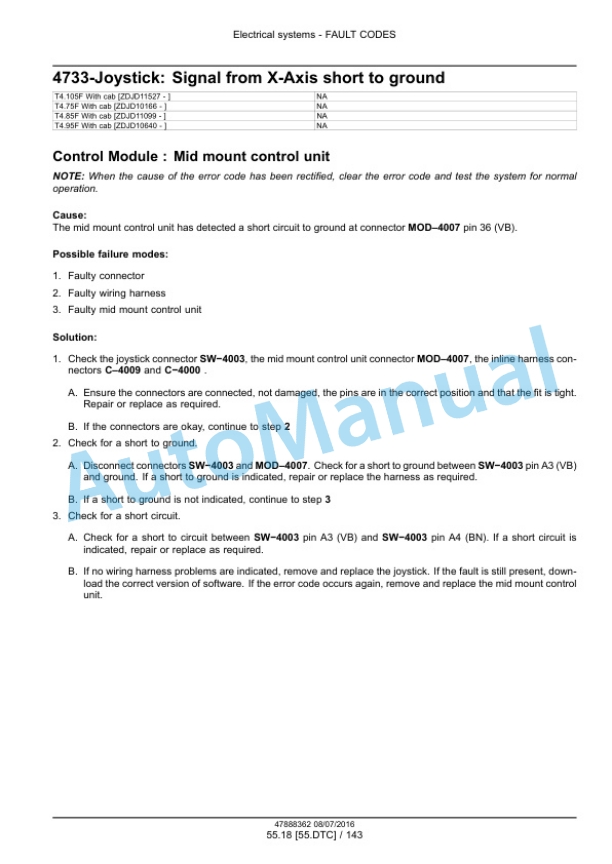 New Holland T4.75F, T4.85F, T4.95F, T4.105F Tier 3 Tractor Service Manual 48017755-3
