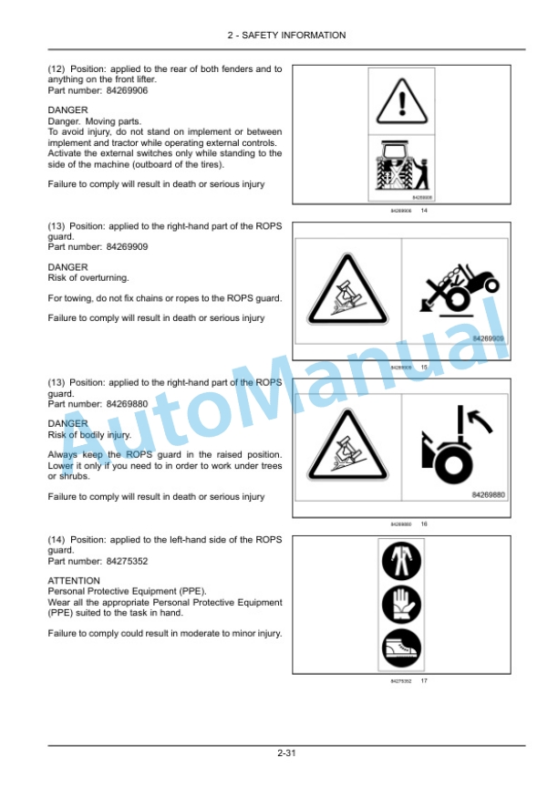 New Holland T4.75F, T4.85F, T4.95F, T4.105F Tractor Operation and Maintenance Manual 48077155-2
