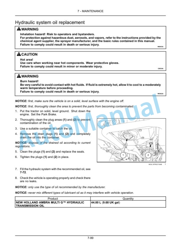 New Holland T4.80F, T4.90F, T4.100F, T4.110F Tractor Operation and Maintenance Manual 47847495-5