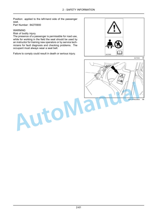 Alternative view of New Holland T4.80N, T4.90N, T4.100N, T4.110N Tractor Operation and Maintenance Manual 51601929