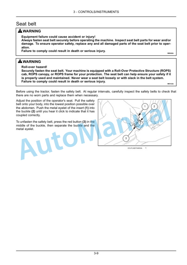 New Holland T4.85, T4.95, T4.105 Tractor Operation and Maintenance Manual 47435555-2