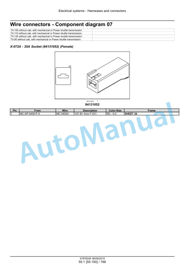 New Holland T4.90, T4.100, T4.110, T4.120 Tier 4B Final Tractor Service Manual 47899698-3