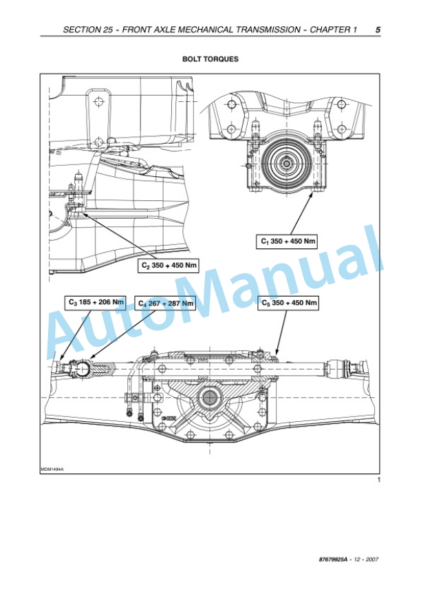 Alternative view of New Holland T5030, T5040, T5050, T5060 Tractor Service Manual 87679925A