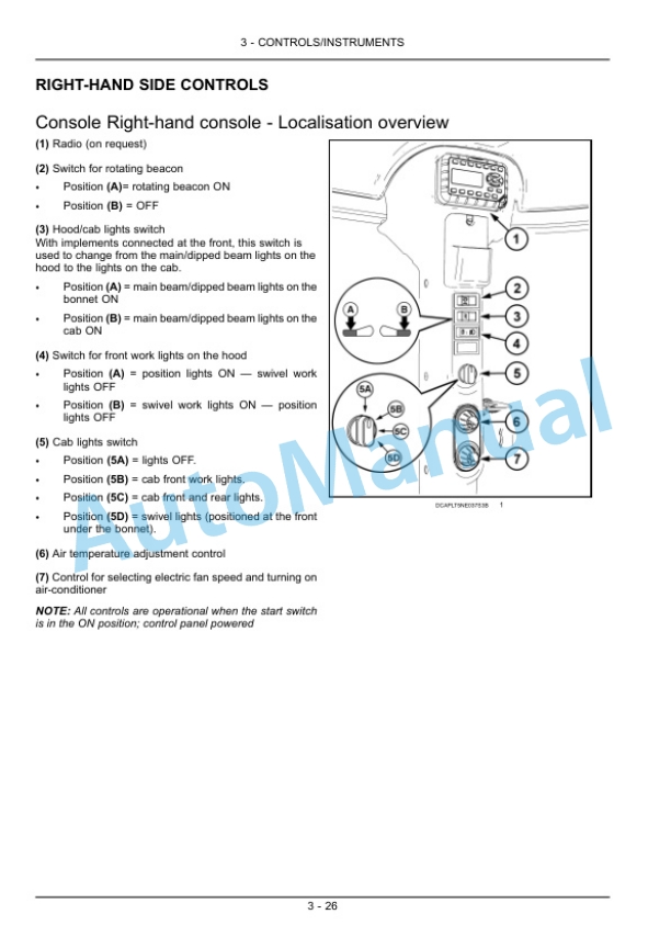 Alternative view of New Holland T5.95, T5.105, T5.115 Tractor Operation and Maintenance Manual 84495669