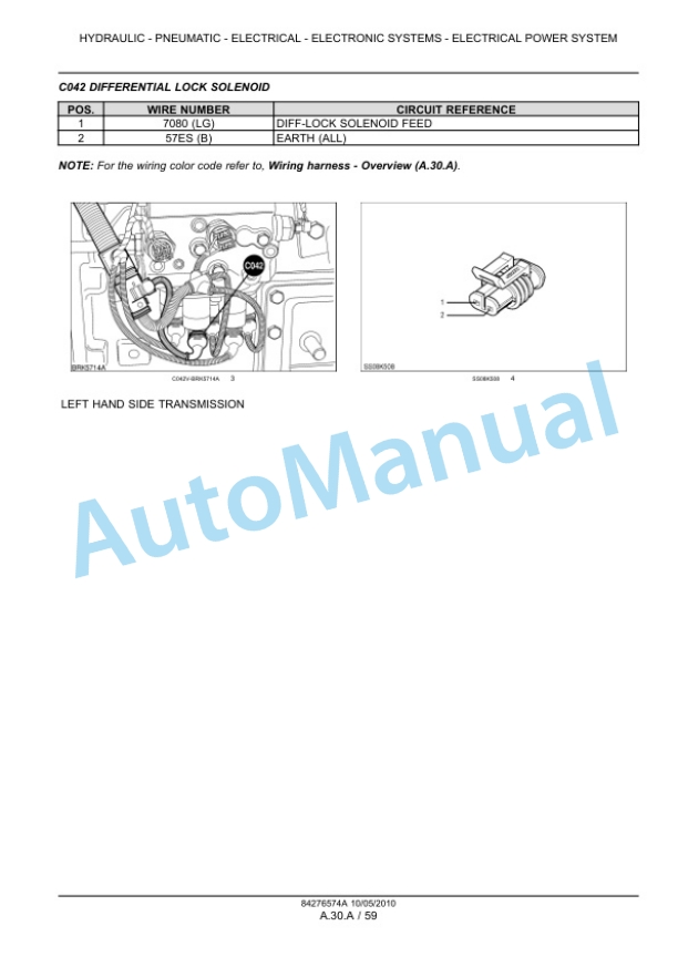 New Holland T6010, T6020, T6030, T6040, T6050, T6060, T6070 Tractor Service Manual 84410758-2