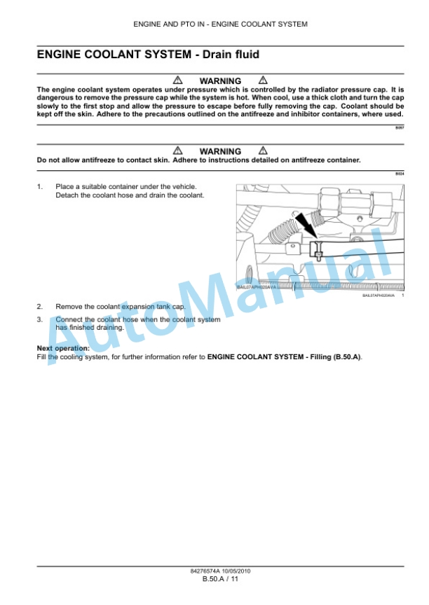 New Holland T6010, T6020, T6030, T6040, T6050, T6060, T6070 Tractor Service Manual 84410762-5