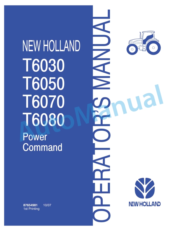 New Holland T6030, T6050, T6070, T6080 Power Command Operation and Maintenance Manual 87654981