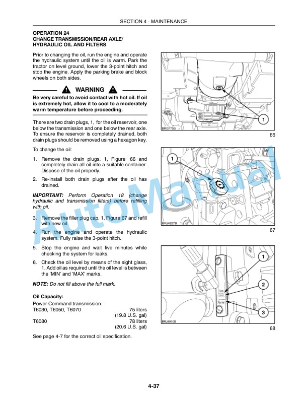 New Holland T6030, T6050, T6070, T6080 Power Command Operation and Maintenance Manual 87654981-5