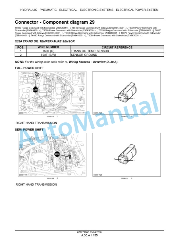 New Holland T6030, T6050, T6070, T6080, T6090 Power Command - Range Command Tractor Service Manual 87727160B-3