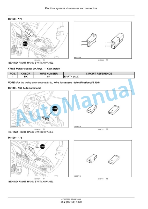 New Holland T6.120, T6.140, T6.150, T6.155, T6.160, T6.165, T6.175, T6.140 AutoCommand, T6.150 AutoCommand, T6.160 AutoCommand Tier 4A Tractor Service Manual 47720745-2