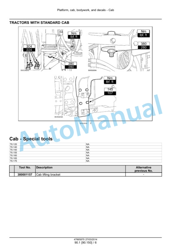 New Holland T6.120, T6.140, T6.150, T6.155, T6.160, T6.165, T6.175, T6.140 AutoCommand, T6.150 AutoCommand, T6.160 AutoCommand Tier 4A Tractor Service Manual 47720754-5