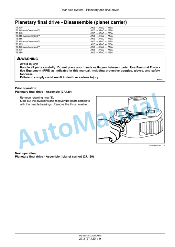 Alternative view of New Holland T6.125, T6.145, T6.155, T6.165, T6.175, T6.180 Auto Command Tier 4B Final Tractor Service Manual 47938741
