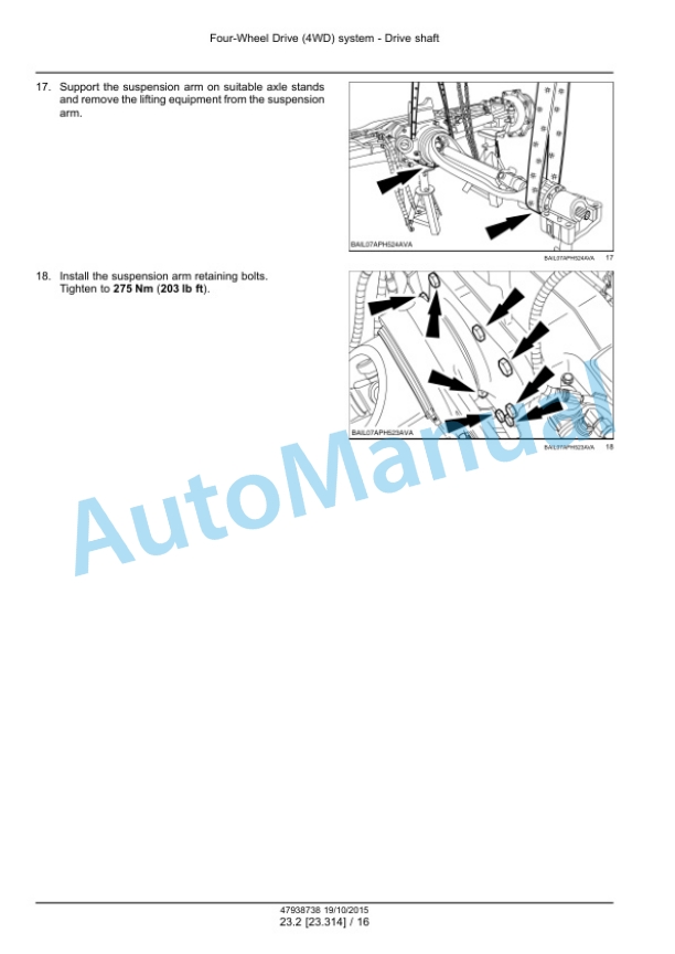 New Holland T6.125, T6.145, T6.155, T6.165, T6.175, T6.180 Auto Command Tier 4B Final Tractor Service Manual 47951291-2