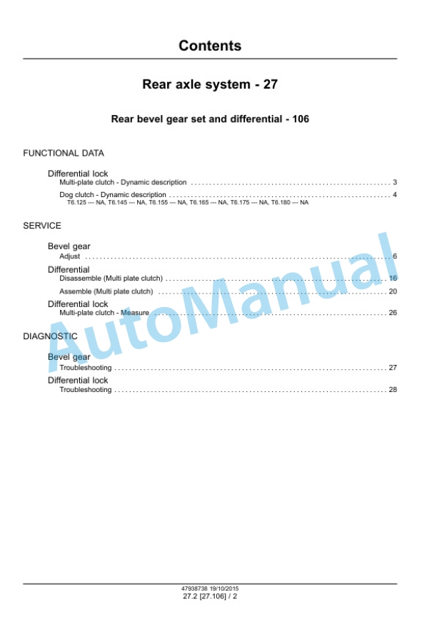 Alternative view of New Holland T6.125, T6.145, T6.155, T6.165, T6.175, T6.180 Auto Command Tier 4B Final Tractor Service Manual 47951292