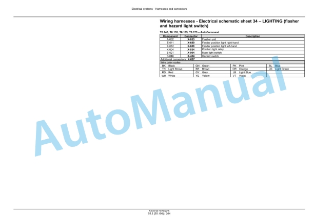 New Holland T6.125, T6.145, T6.155, T6.165, T6.175, T6.180 Auto Command Tier 4B Final Tractor Service Manual 47951296-2