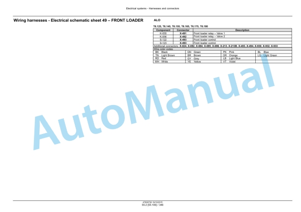 New Holland T6.125, T6.145, T6.155, T6.165, T6.175, T6.180 Auto Command Tier 4B Final Tractor Service Manual 47951296-4
