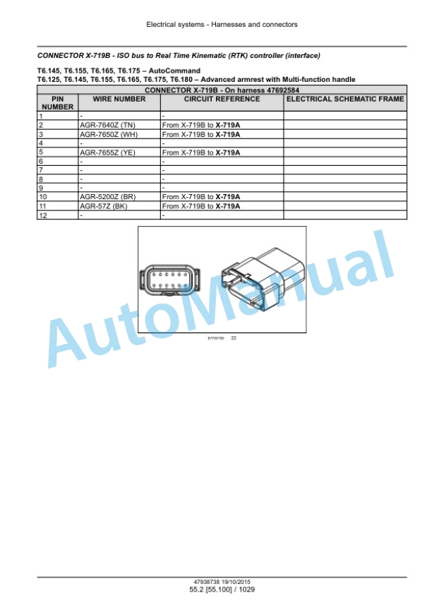 New Holland T6.125, T6.145, T6.155, T6.165, T6.175, T6.180 Auto Command Tier 4B Final Tractor Service Manual 47951298-4