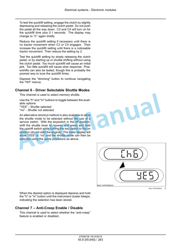 New Holland T6.125, T6.145, T6.155, T6.165, T6.175, T6.180 Auto Command Tier 4B Final Tractor Service Manual 47951299-5