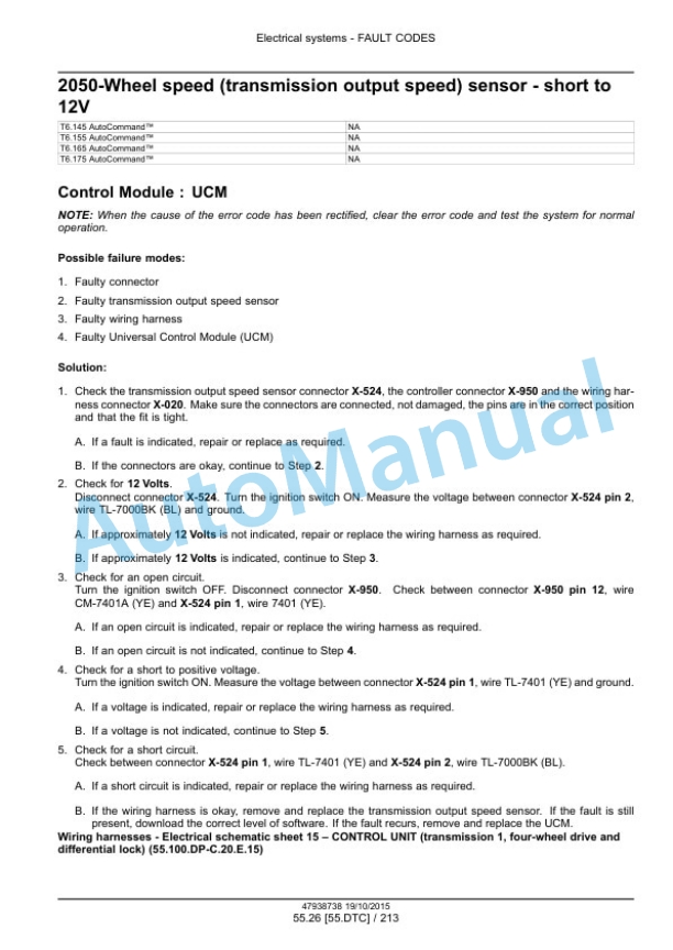 New Holland T6.125, T6.145, T6.155, T6.165, T6.175, T6.180 Auto Command Tier 4B Final Tractor Service Manual 47951301-4