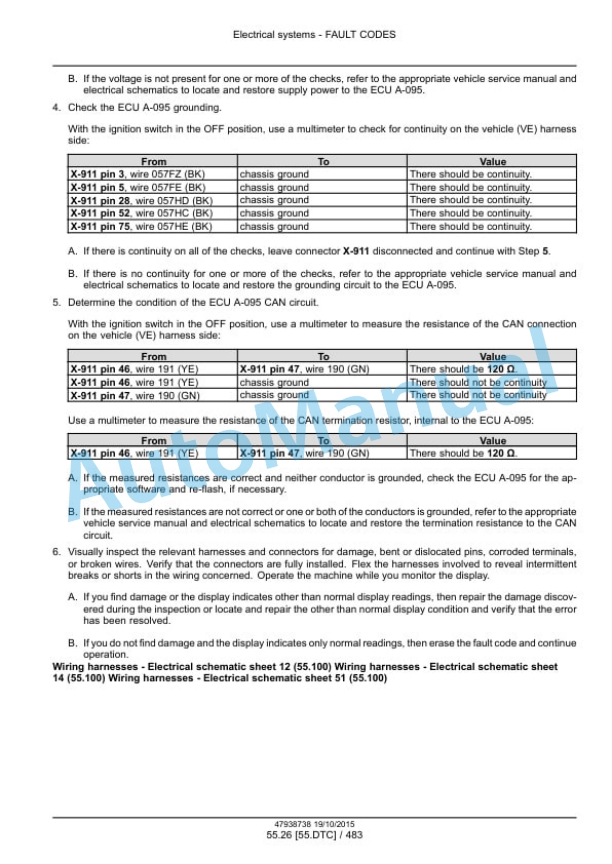 New Holland T6.125, T6.145, T6.155, T6.165, T6.175, T6.180 Auto Command Tier 4B Final Tractor Service Manual 47951302-3
