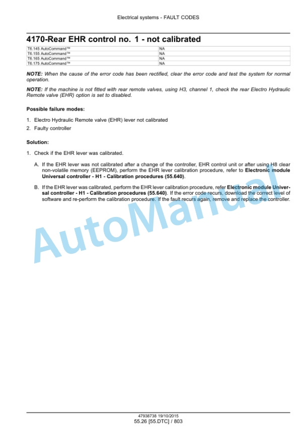 New Holland T6.125, T6.145, T6.155, T6.165, T6.175, T6.180 Auto Command Tier 4B Final Tractor Service Manual 47951303-3