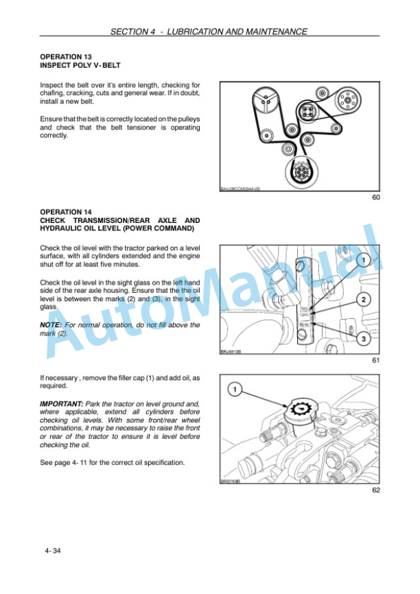 New Holland T7030, T7040, T7050, T7060, T7070 Sidewinder II Auto Command and Power Command Tractor Operation and Maintenance Manual 47458267-5