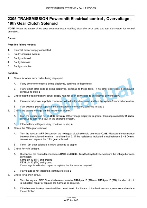 New Holland T7030, T7040, T7050, T7060 Tractor Repair Manual 87663219-3