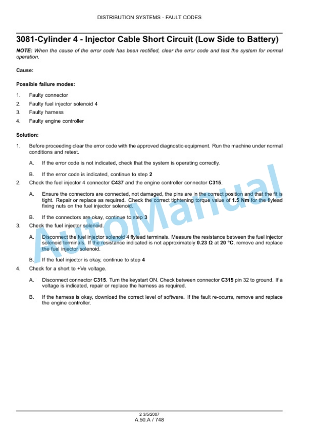 New Holland T7030, T7040, T7050, T7060 Tractor Repair Manual 87663220-3