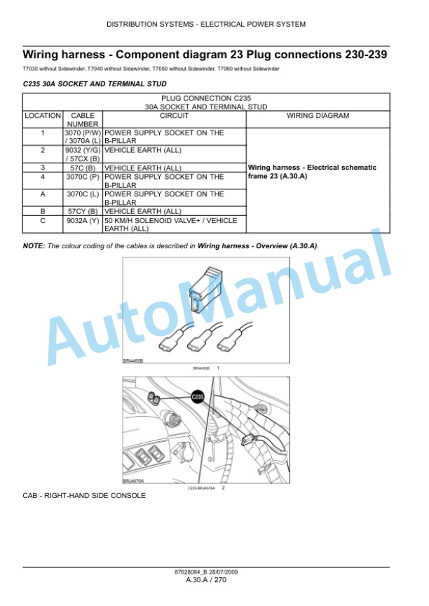 New Holland T7030, T7040, T7050, T7060 Tractor Service Manual 87628084B-2