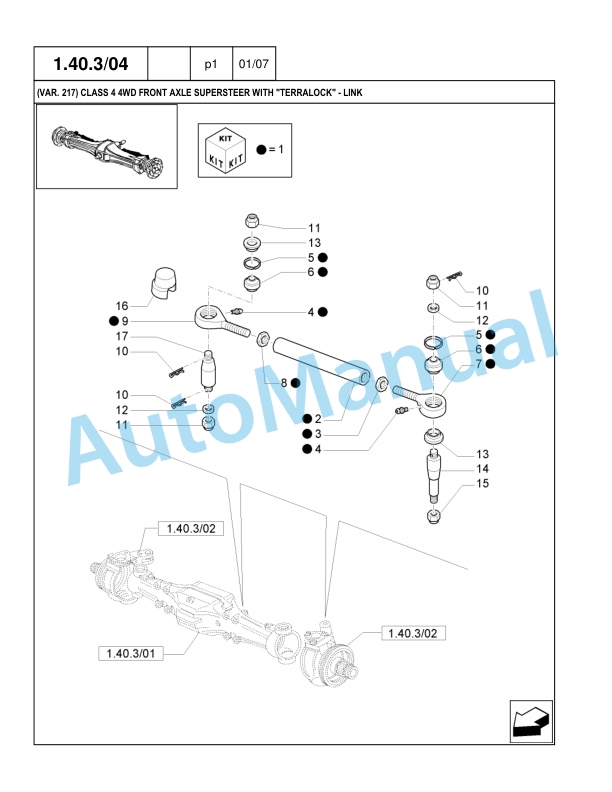 New Holland T7030, T7040, T7050, T7060 Tractor Service Parts Catalogue 87635889-3