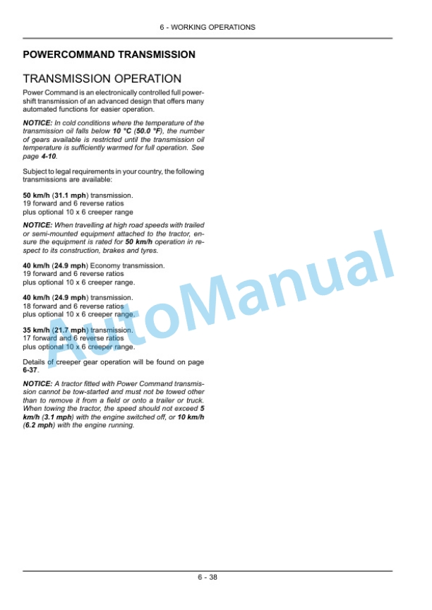 New Holland T7.170, T7.185, T7.200, T7.210 Range Command, Power Command Tractor Operation and Maintenance Manual 84349902-3