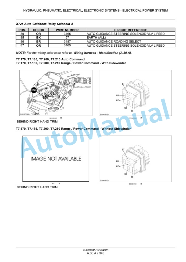 New Holland T7.170, T7.185, T7.200, T7.210 Tractor Service Manual 84561158-5