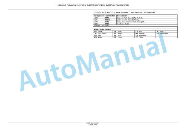 New Holland T7.170, T7.185, T7.200, T7.210 Tractor Service Manual 84561159-5